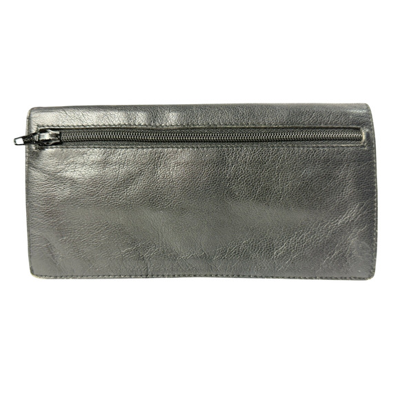 Christian Dior Wallet Vintage 80s Black Tan Leather Clutch CD Logo Envelope Bag - Picture 2 of 5